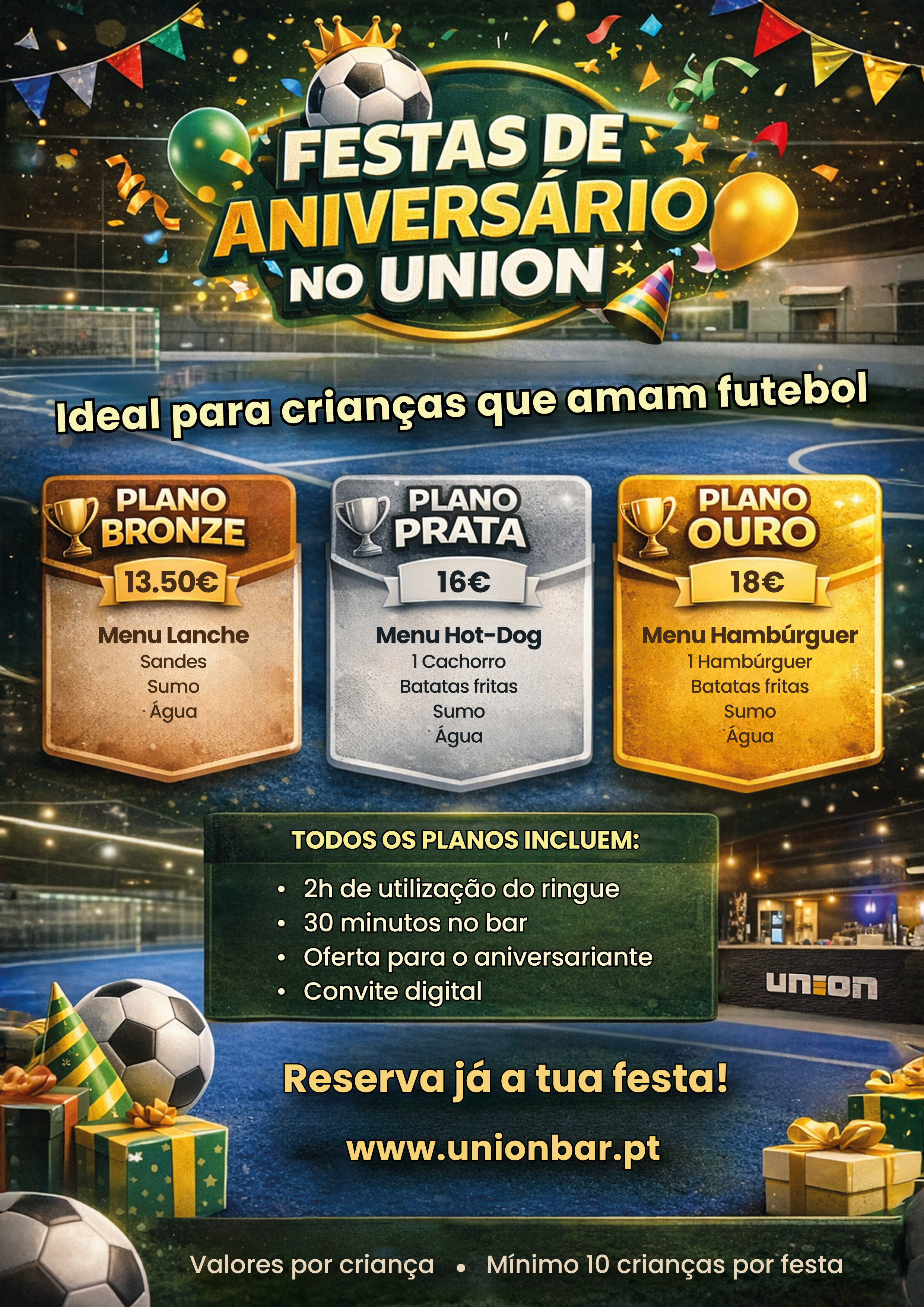 Cartaz de festas de aniversário no Union